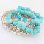 2016 Trendy Fashion Candy Color Pearl Rose Flower Multilayer Charm Bracelet & Bangle For Women Fashion Jewelry