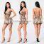 Ladies Romper Women 100% Rayon Animal Printed Spaghetti Straps Low Back Romper Evening Jumpsuits For Weddings