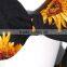 Sexy Flower Patten Butterflybow Halter Black Crop Top