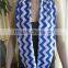 Royal Blue Chevron Infinity double loop circle Scarf cotton blend jersey knit for woman