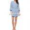 CHEFON Super soft relaxed fit wrap neckline long pattern wide sleeves robe,woman robe