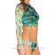 Printed lace-up back sun protection rash guard
