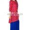 Designer Cotton Tunic Red Color 3/4 Sleeve A Line Tassels On Front Net Designs Kurtis Manufacturer Jaipur India