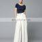 T-WP010 Women High Waist Chiffon Velvet Waistbang Wide Leg Long Pants