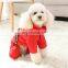 Warm Pet dog Cat red four feet casual wear dust coat jacket apparel with towing ring