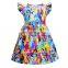 A0182# girls dress 2020 summer cotton sleeves print cartoon clothes kids dress