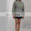 TWOTWINSTYLE Winter Women Coat V Neck Long Sleeve High Waist With Belt Cotton Parkas Casual Loose