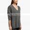 Women Custom Silk Cashmere Knitted V-neck Pullover Sweater