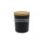 Factory Customized 3% CPL Essence Wax Candle Filled Matt Black Glass Candle Jars With Wood Lid