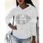 Wholesale custom ladies sweater casual comfortable autumn and winter long-sleeved printing hooded loose pullover jogging suit