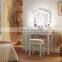 Home furniture wooden dressing table makeup designs mirror with drawer set modern white