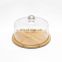 Cake Stand with glass Dome Serving Platter Tray Round Cake Stand bamboo