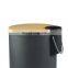 2021 environmentally-friendly bamboo slim cover 3L 5L foot dustbin home black round dustbin kitchen foot pedal bin