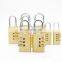 Portable 3 Digit Anti-theft Brass door lock Password Lock Safety Combination Padlock