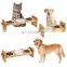 Luxury adjustable pet feeding bowl stand cat dog water food bowl wooden pet elevated feeder