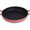 Magenta Enameled Cast Iron Frying Pan with Dual Handles