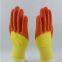 yellow polyester thread knitted PVC palm and fingers coated water-proof safety work gloves