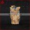 Imitation ox bone carved owl with zircon pendant bead, lovely antique gold plated owl pendant necklace animal jewelry