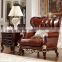 Luxury Classical French Italian European Antique Style Carved Rubber Solid Wood Frame Artistic Red Brown Leather Sofa Set                        
                                                Quality Choice