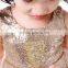 2016 Girls Summer Dress Child Dress Sleeveless with Silver Sequin Ruffle Lace Dress