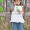 2015 Lovely design cotton lace top with Double Ruffle jeans pants Clothing sets