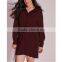 plus size drawstring waist shirt casual dress burgundy