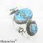 Free Shipping Marvelous Real Blue Turquoise Jewelry Handcraft 925 Sterling Silver Wide Bangle CUFF