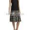 2015 European Lady Fashion Linen Leaf Printed Midi Skirt