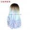 cosplay wig celebrity party wig purple blue pink three tones ombre wig 18" Japanese high temperature resistant synthetic wig