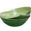 High quality Vietnam coiled bamboo bowl green lacquered outside serving bowl