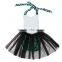 Kaiya latest navy sequin and leopard print clothing with black tulle ruffle baby romper