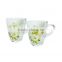 promotion flower decal printed tea glss mug with handle