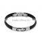 Wholesale New Arrival Stainless Steel Black Silicone Bangles With Clasp