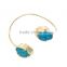 New Arrival Natural Double Druzy Bracelet Expandable Wire Gemstone Bangle Quartz Bracelet