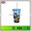 Customized 450 ml Plastic double wall polycarbonate tumbler with straw