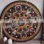 Black Pietra Dura Marble Inlay Round Table Top, Black Dinning Table top