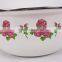 3Pcs Decal Printing Pink Rose Enamel Casserole Set Flowers