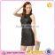 2015 New Fashion Mesh Insert Synthetic Leather Dress for Women