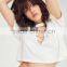 MGOO China Apparel Sexy Fancy Tank Tops For Women Deep V Neck Hollowed-out Curved Hem Crop Top