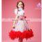 Fashion Red Polk Dot Dress Feather on Shoulder Wedding Tutu Dress for Child Girls