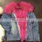 Myfur Pink Fox Fur Lining Jeans Parka with Real Raccoon Fur Collar