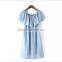 EY0565A 2015 New Style Women Falbala Pure Color Easy Cowboy Dress