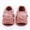 100% cow leather baby summer fringed moccs