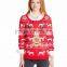 Women Red Sweater Reindeer Christmas Jacquard Pattern Christmas Jumper