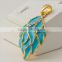 2015 fashion blue enamel leaf charm pendant for necklace epoxy leaf charm