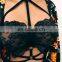 See-Through Unpadded Mesh Lined Strappy Harness Bralette Bra Crop Top Bustier