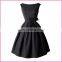 sleeveless boat neck belted side bowknot high waisted evening dress