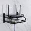 Black aluminum small double deck set top box shelf wall mounted router bracket