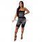 Women One Piece Bodycon Hot Fitness Print Strapless Sleeveless Sexy Tight Jumpsuit