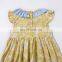 2019 Summer cotton yellow Infant Baby Girls Dress fly Sleeve Bowknot Floral A-Line Knee-Length Dress Ruffled Party Dress
